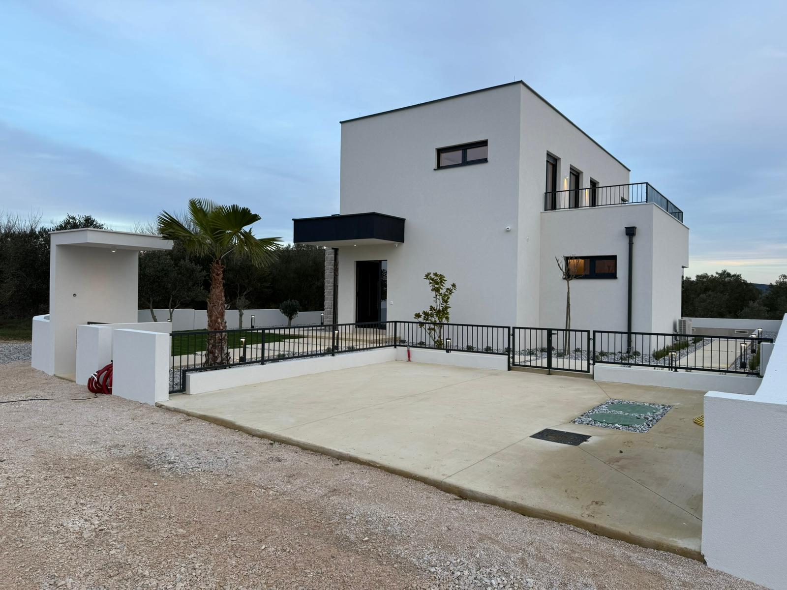 Luxury villa exterior with private parking and modern architecture in Zadar Croatia near the Adriatic Sea